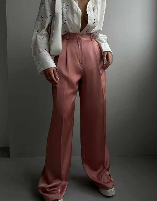 Pantaloni Satinati Rosa Antico